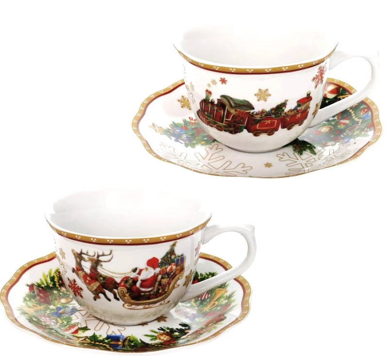 BRANDANI Brandani Χριστουγεννιάτικα Φλυτζάνια Τσαγιού Σετ 2τμχ. Πορσελάνης Christmas Dolce 200ml