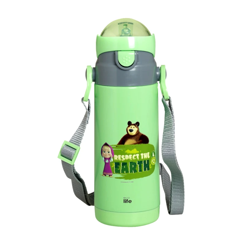 ECOLIFE Ecolife Παγούρι Θερμός Masha Respect First Ανοξείδωτο Με Καλαμάκι 400ml