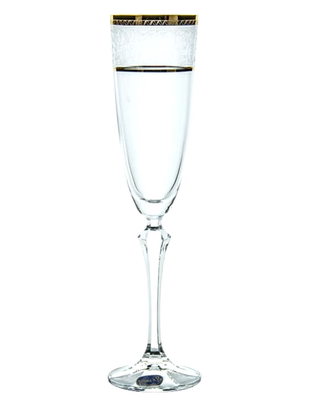 BOHEMIA Ποτήρι Σαμπάνιας Κρυστάλλινο Bohemia 200ml Σετ 6Τμχ Elisabeth Gold