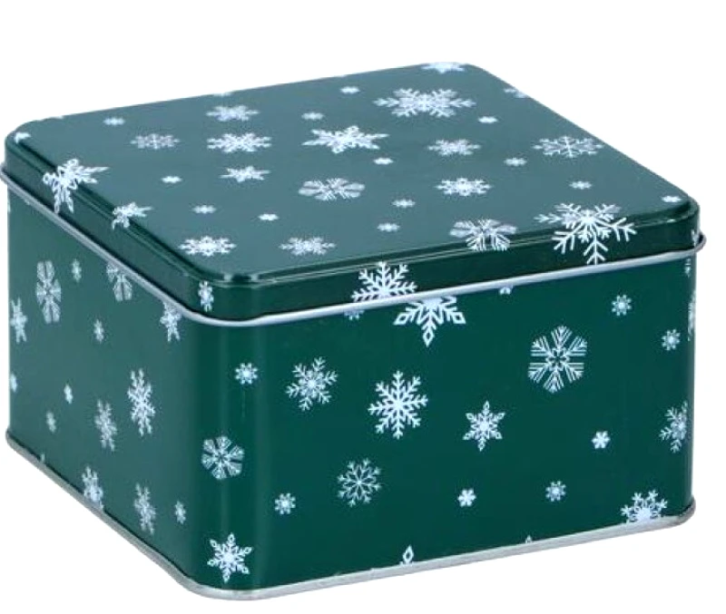 ARTI CASA Arti Casa Χριστουγεννιάτικο Μεταλλικό Κουτί Snowflake Green 12cm