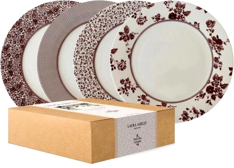 LAURA ASHLEY Laura Ashley Πιάτο Φαγητού Πορσελάνης Σετ 4τμχ 26cm Damson Rose