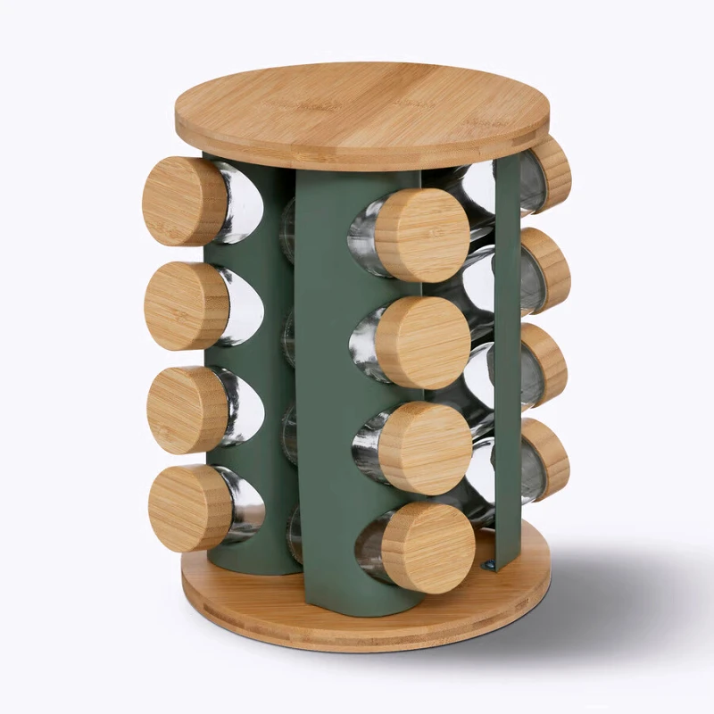 5FIVE SIMPLY SMART 5Five Σετ Μπαχαρικών 16 Θέσεων Bamboo Με Περιστρεφόμενη Βάση 21x28,5cm Πράσινο