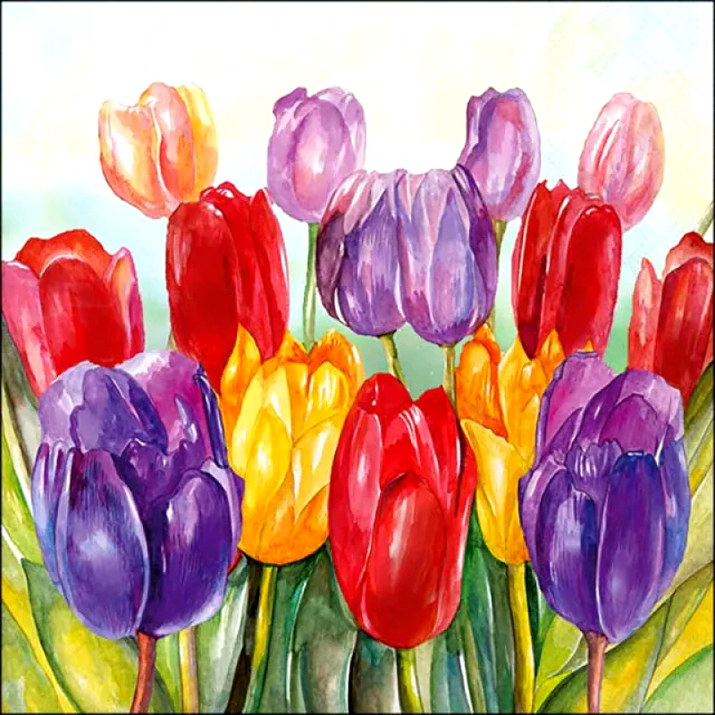 AMBIENTE Ambiente Χαρτοπετσέτες Πασχαλινές Πολυτελείας Tullips Σετ 20τμχ