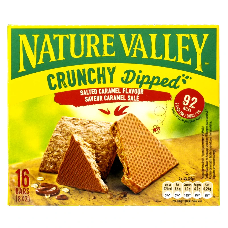 NATURE VALLEY Μπάρες Δημητριακών Crunchy Dipped Salted Caramel 8x20g