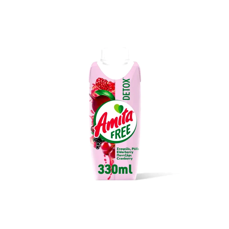 AMITA Φρουτοποτό Detox Free Σταφύλι Ρόδι Παντζάρι 330ml