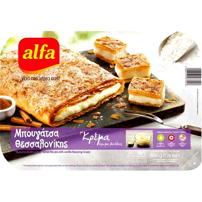 ALFA Μπουγάτσα Θεσσαλονίκης Κρέμα Βανίλια Κατεψυγμένη 800g