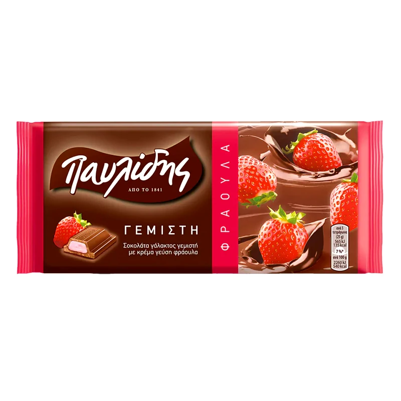 ΠΑΥΛΙΔΗΣ Σοκολάτα Γάλακτος Φράουλα 100gr