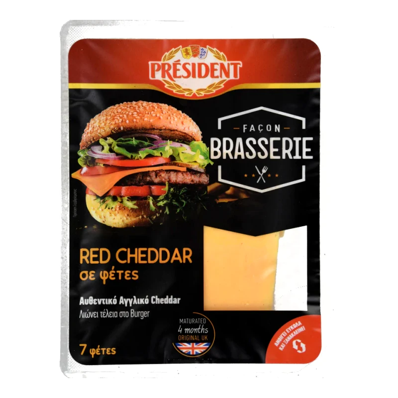 PRESIDENT Τυρί Red Cheddar Αγγλίας Φέτες 140g