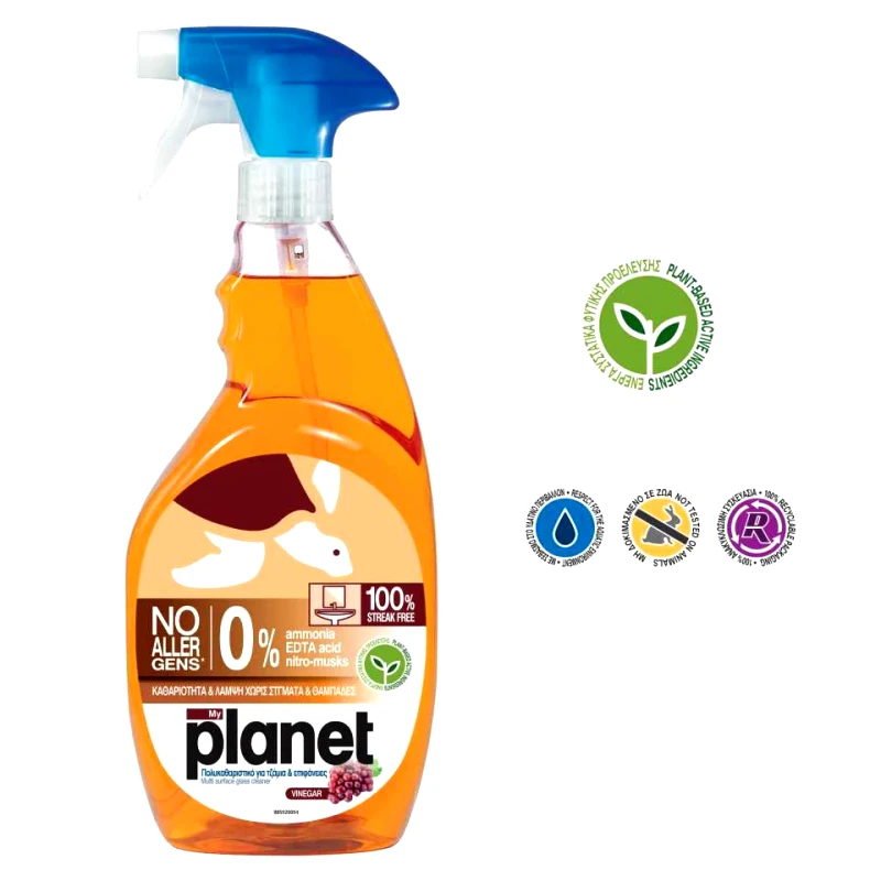 PLANET Καθαριστικό Spray Τζαμιών Επιφανειών Ξύδι 1lt