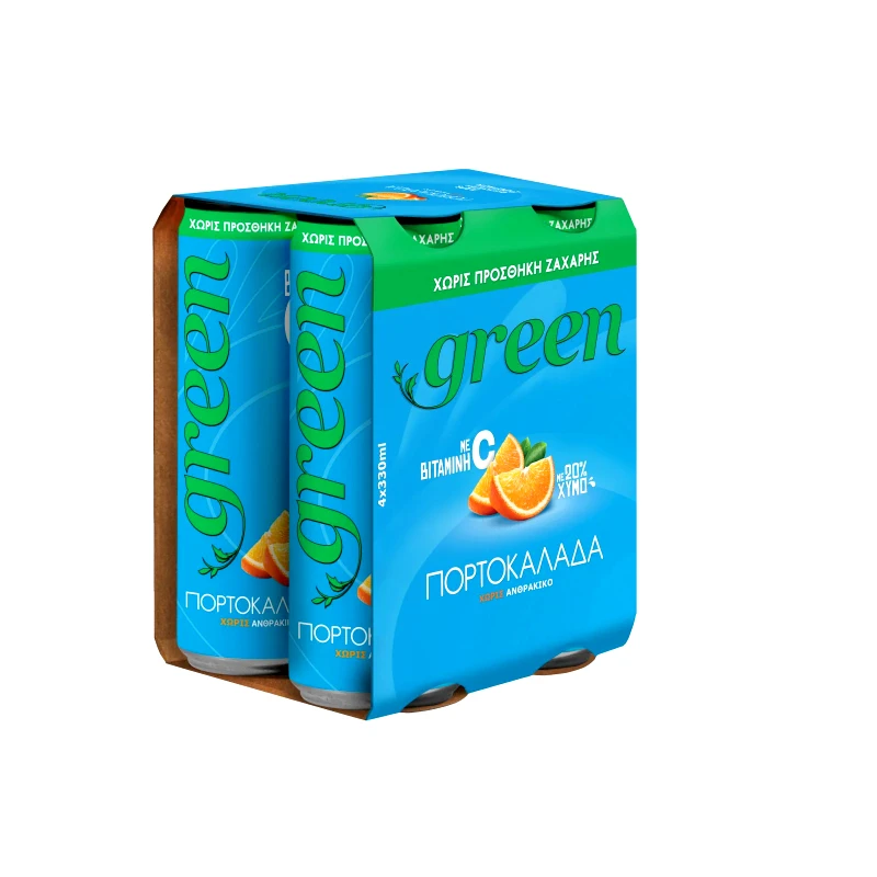 GREEN Πορτοκαλάδα Στέβια Χωρίς Ανθρακικό 4x330ml