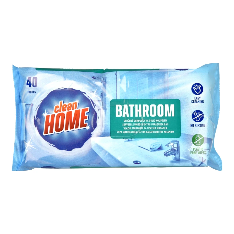 CLEAN HOME Υγρά Μαντηλάκια Καθαρισμού Μπάνιου 40 Τεμάχια