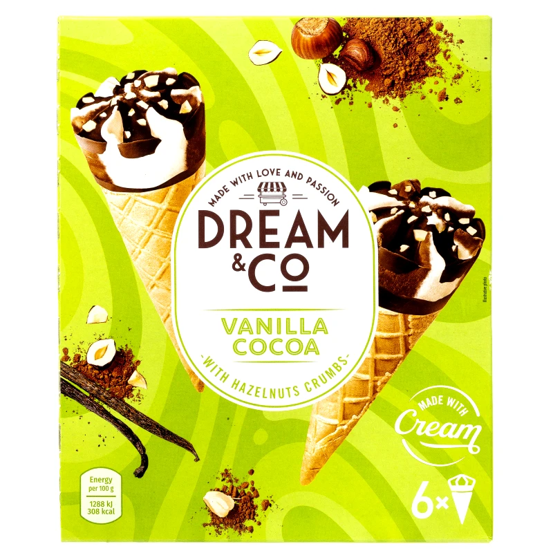 DREAM & CO Παγωτό Χωνάκι Βανίλια Κακάο 6x71.5g