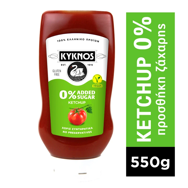 ΚΥΚΝΟΣ Κέτσαπ 0% Προσθήκη Ζάχαρης Top Down 550g