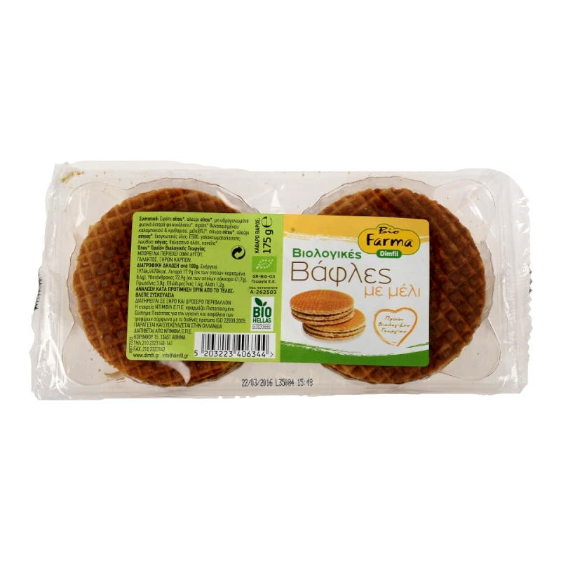 BIO FARMA Βάφλες Μέλι Βιολογικές 175g