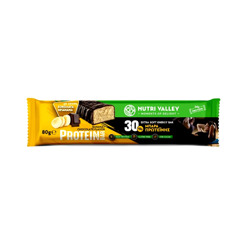 NUTRI VALLEY Μπάρα Πρωτεΐνης Μπανάνα 80g