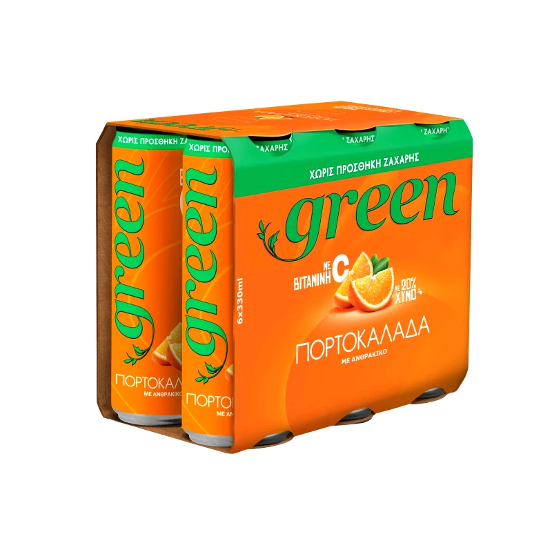 GREEN Πορτοκαλάδα με Ανθρακικό Κουτί 6x330ml