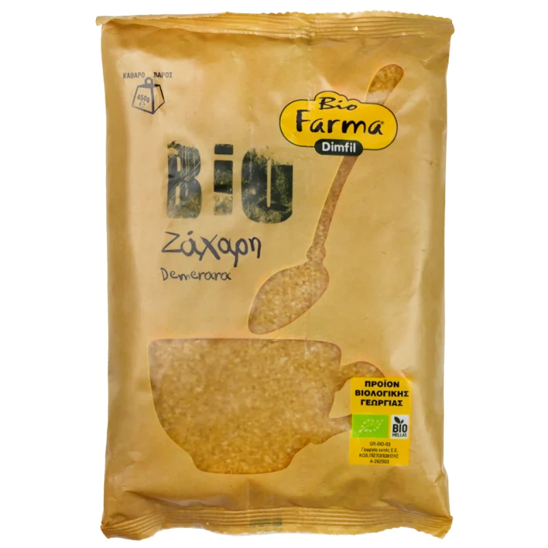 BIO FARMA Ζάχαρη Βιολογική Καφέ Κρυσταλλική 450gr