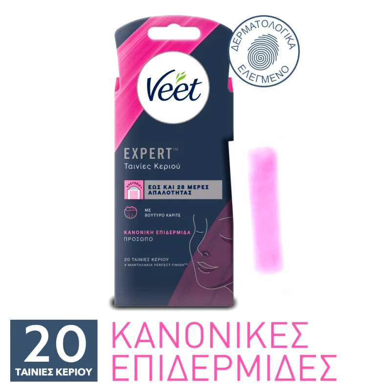 VEET Αποτριχωτικές Ταινίες Προσώπου Κανονική Επιδερμίδα 20 Τεμάχια