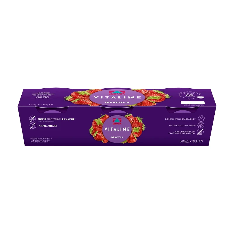 VITALINE Επιδόρπιο Γιαουρτιού Φράουλα 3x180g