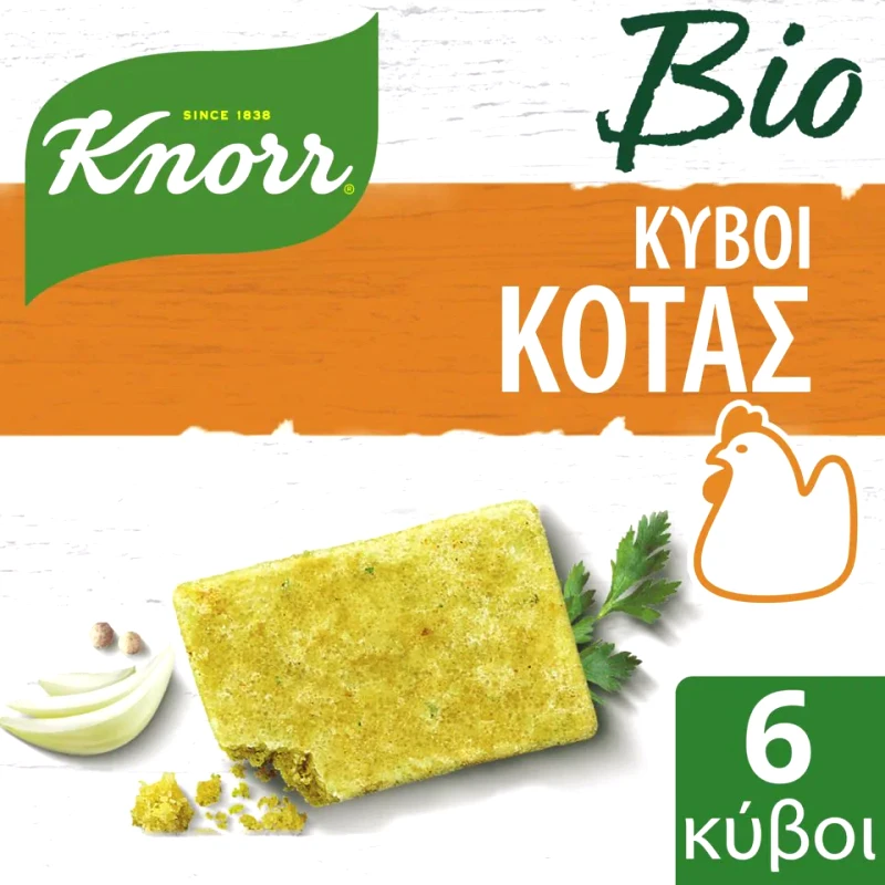 KNORR Κύβοι Ζωμού Κότας Βιολογικοί 6 Τεμάχια 60g