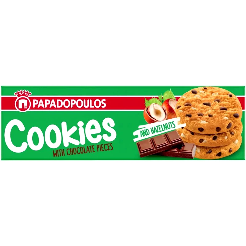 ΠΑΠΑΔΟΠΟΥΛΟΥ Μπισκότα Cookies Σοκολάτα Φουντούκι 180g