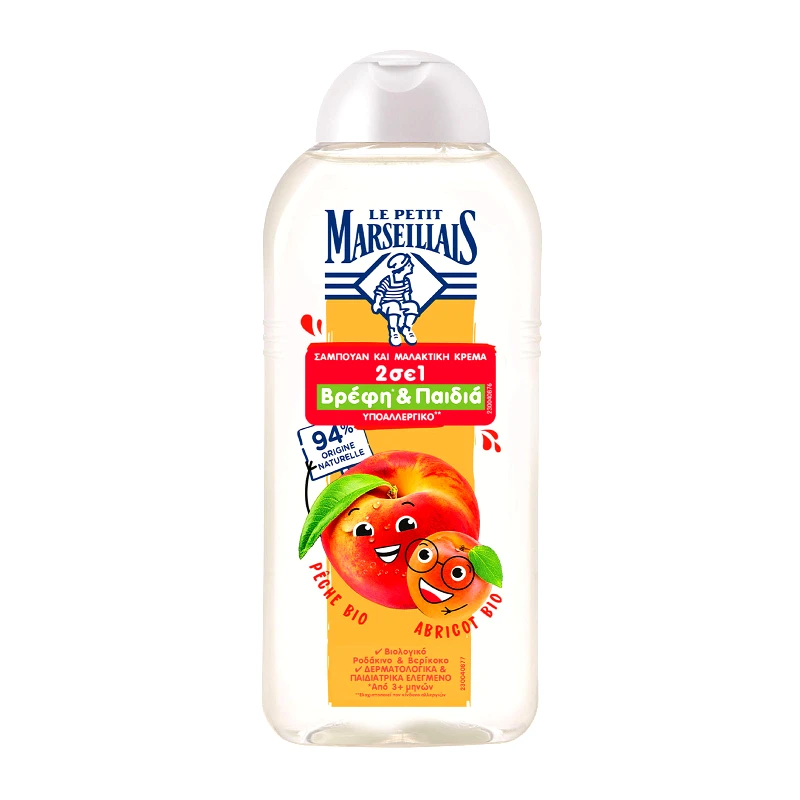 LE PETIT MARSEILLAIS Σαμπουάν Conditioner Παιδικό Βιολογικό Ροδάκινο και Βερίκοκο 300ml