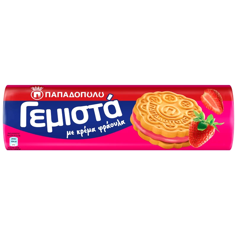ΠΑΠΑΔΟΠΟΥΛΟΥ Μπισκότα Γεμιστά Φράουλα 200g