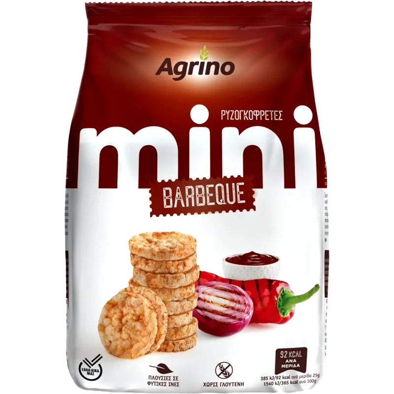 AGRINO Ρυζογκοφρέτες Μίνι Barbeque 50g