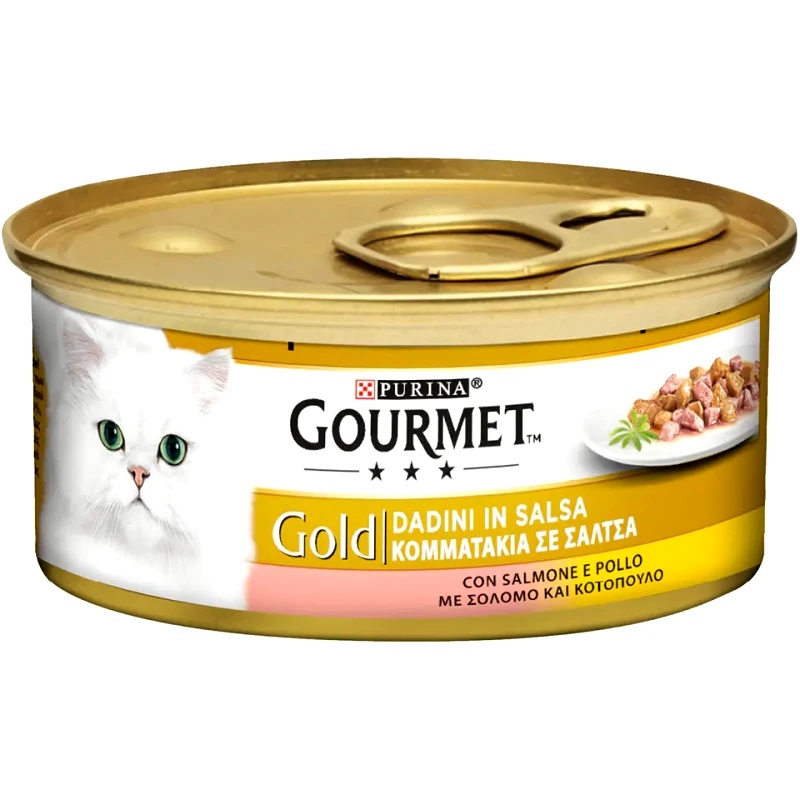 GOURMET Γατοτροφή Σολομός & Κοτόπουλο Κονσέρβα 85gr