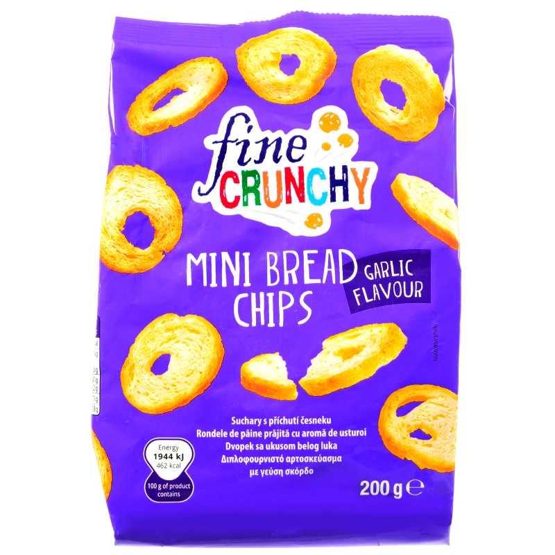 FINE CRUNCHY Mini Bread Chips Σκόρδο 200g