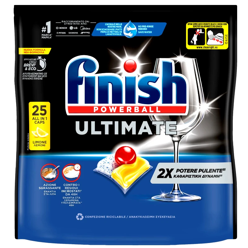 FINISH Κάψουλες Πλυντηρίου Πιάτων Ultimate Allin1 Λεμόνι 25 Tεμάχια