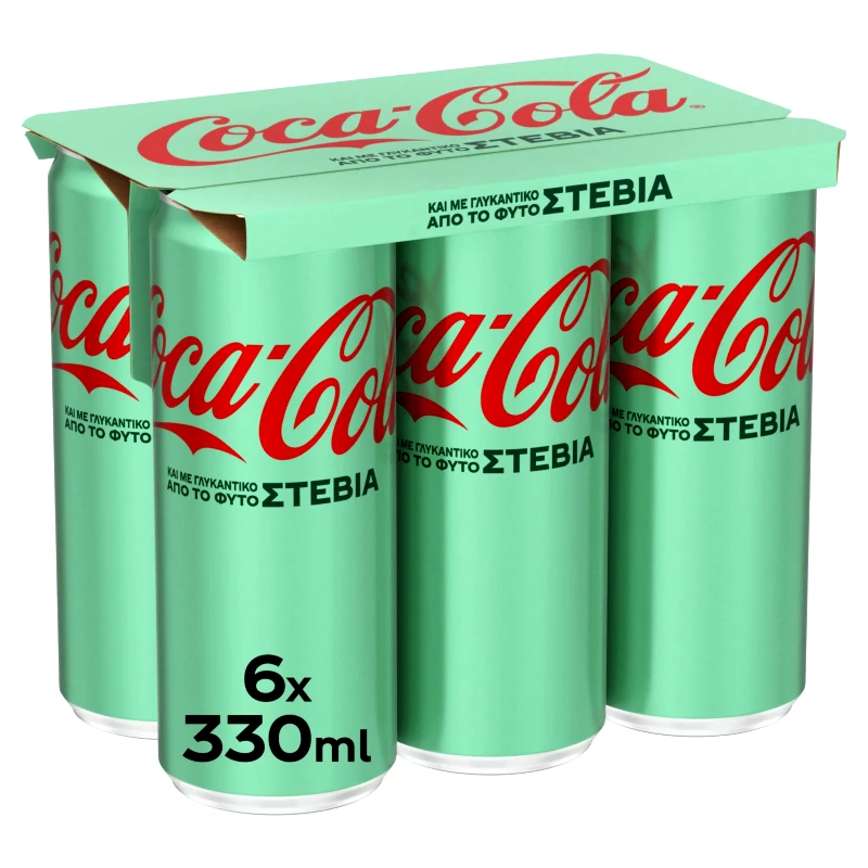 COCA COLA Αναψυκτικό Cola Στέβια Κουτί 6x330ml