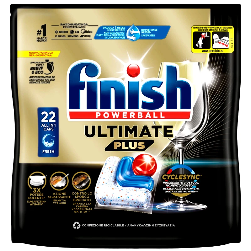 FINISH Κάψουλες Πλυντηρίου Πιάτων Ultimate Plus Allin1 22 Τεμάχια