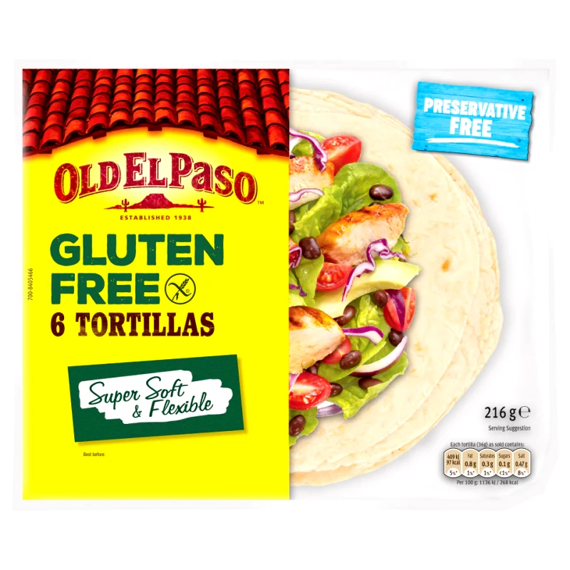 OLD EL PASO Πίτες Tortillas Μαλακές Χωρίς Γλουτένη 216g