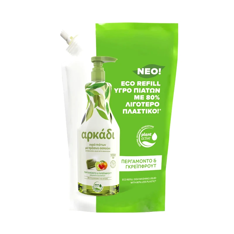 ΑΡΚΑΔΙ Υγρό Πιάτων Περγαμόντο Γκρέιπφρουτ Ανταλλακτικό 900ml
