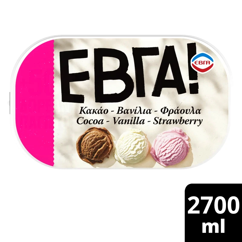 ΕΒΓΑ Παγωτό Κακάο Βανίλια Φράουλα 1.35kg