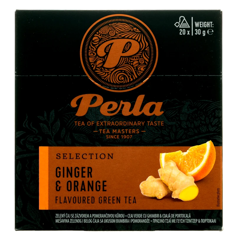 PERLA BEVERAGES Τσάι Πράσινο Τζίντζερ Πορτοκάλι 20x1.5g