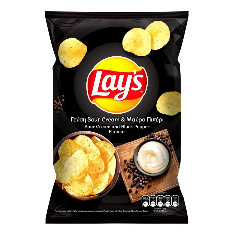 LAYS Τσιπς Sour Cream και Μαύρο Πιπέρι 120g