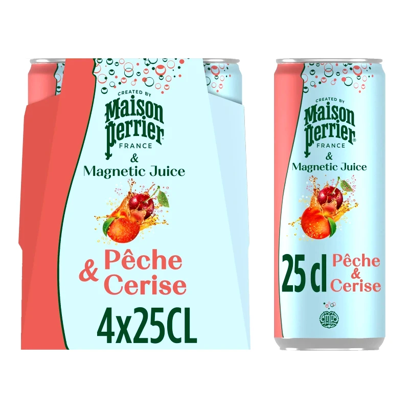 PERRIER Ανθρακούχο Νερό Maison Perrier Ροδάκινο και Κεράσι 4x250ml