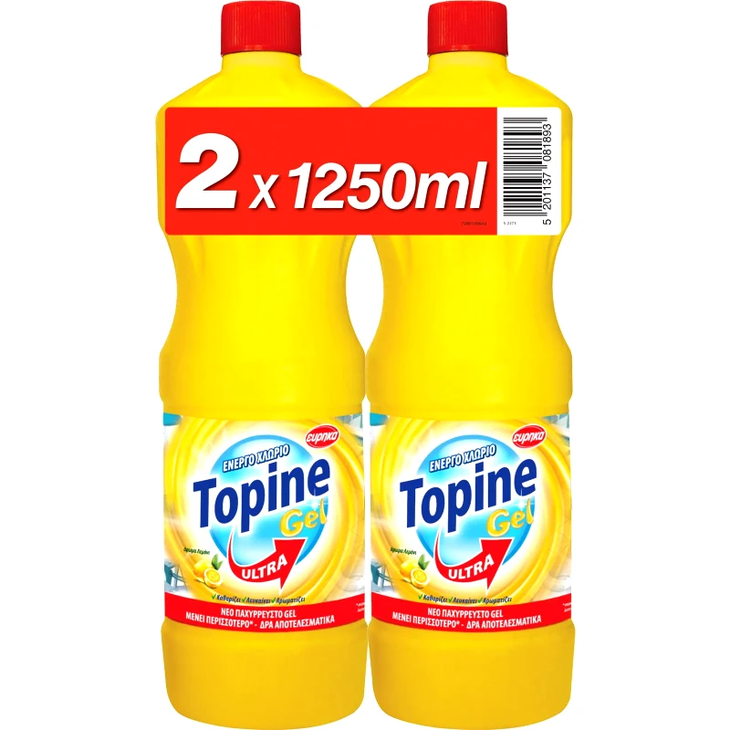 TOPINE Χλωροκαθαριστικό Gel Ultra Λεμόνι 2x1250ml