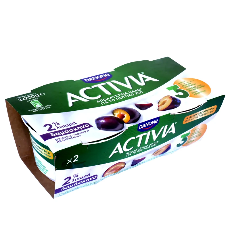 ACTIVIA Επιδόρπιο Γιαουρτιού Δαμάσκηνο 2x200g