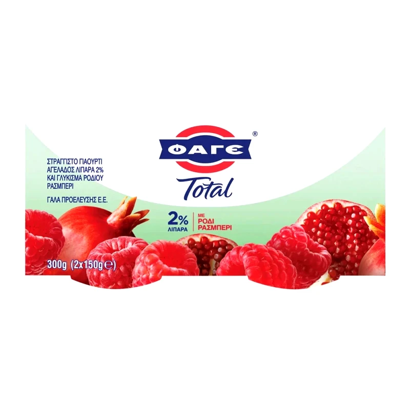 TOTAL Γιαούρτι Στραγγιστό 2% Ρόδι Ράσμπερι 2x150g