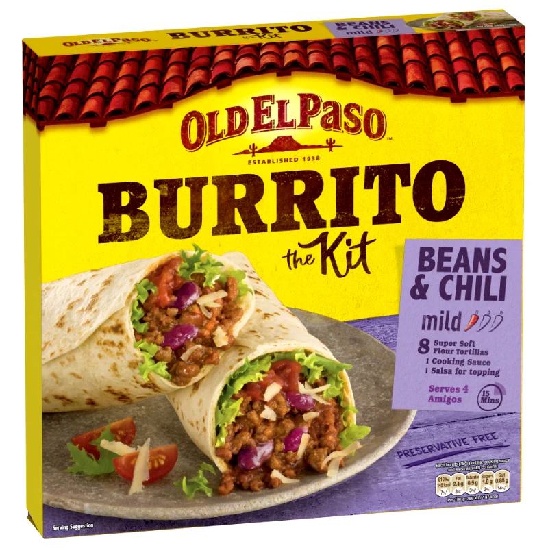 OLD EL PASO Μπουρίτο Kit Beans & Chili 620g