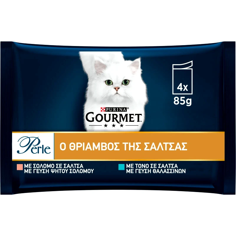 GOURMET Γατοτροφή Θρίαμβος Σάλτσας Σολομός Τόνος 4x85g