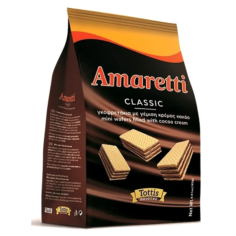 AMARETTI Γκοφρετάκια με Γέμιση Κρέμα Κακάο 125g