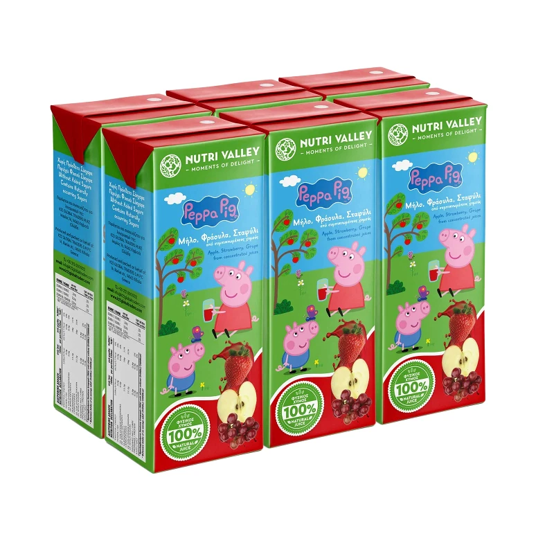NUTRI VALLEY Φυσικός Χυμός Φράουλα Μήλο Σταφύλι 6x250ml