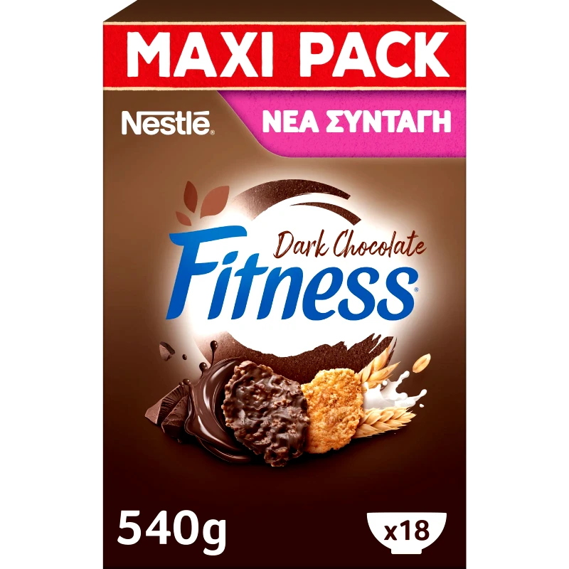 FITNESS Δημητριακά Ολικής Άλεσης με Μαύρη Σοκολάτα 540g