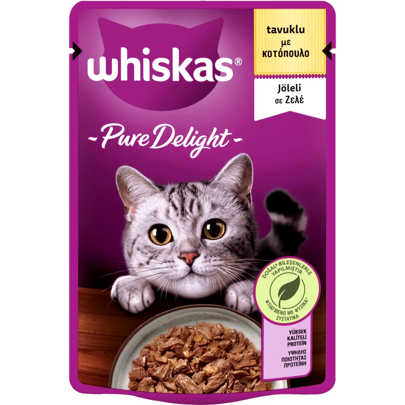 WHISKAS Γατοτροφή Pure Delight Κοτόπουλο σε Ζελέ 85g