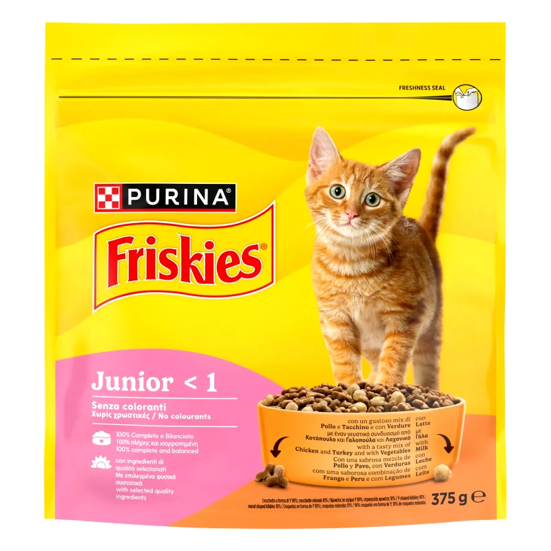 FRISKIES Γατοτροφή Junior Κοτόπουλο Με Λαχανικά 375 gr