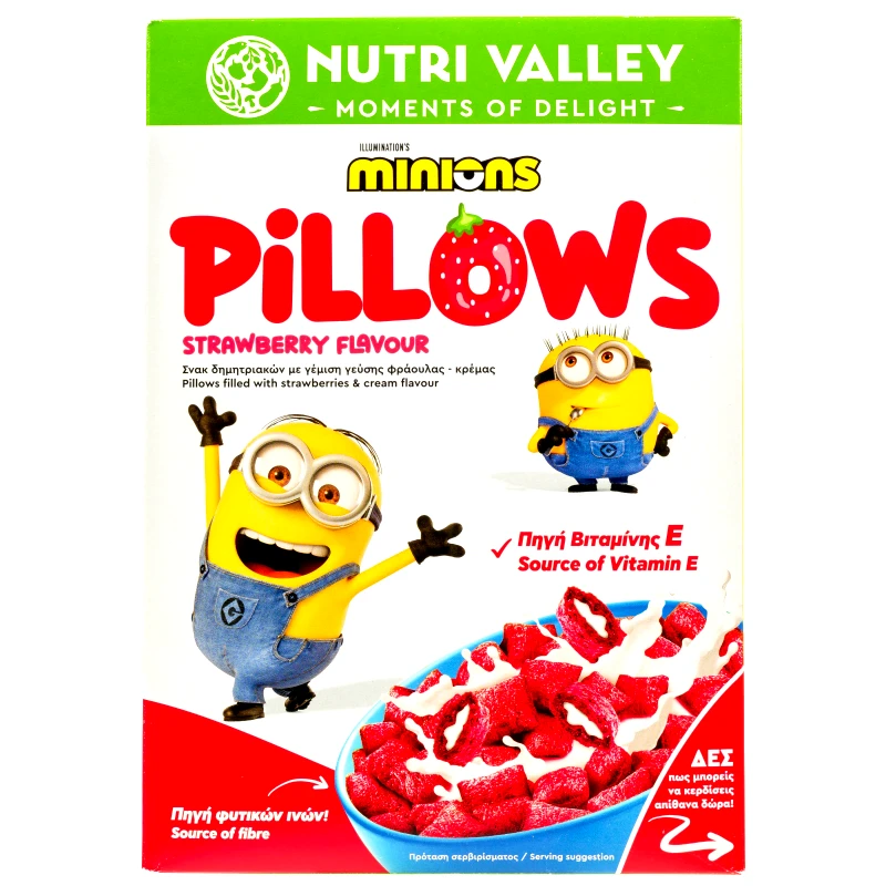 NUTRI VALLEY Δημητριακά Minions Pillows Φράουλα 375g